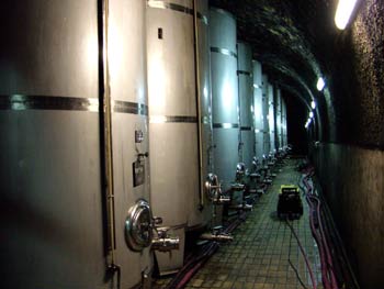 Modern tanks in Vinag wine cellar.